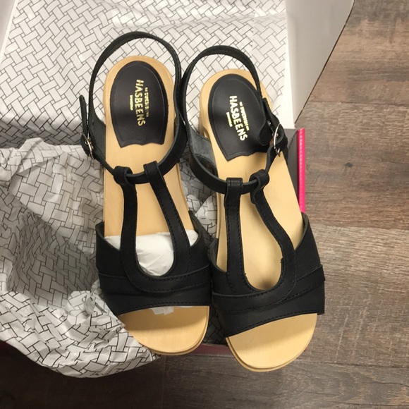 Swedish Hasbeens | Shoes | Swedish Hasbeens Ulla Low Black Sandal Clogs  Size 38 | Poshmark